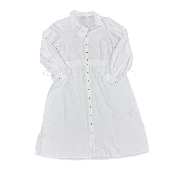NEW Seraphine Elina Double Drawstring Shirt Dress Midi Maternity White US 10 NWT - Picture 3 of 14